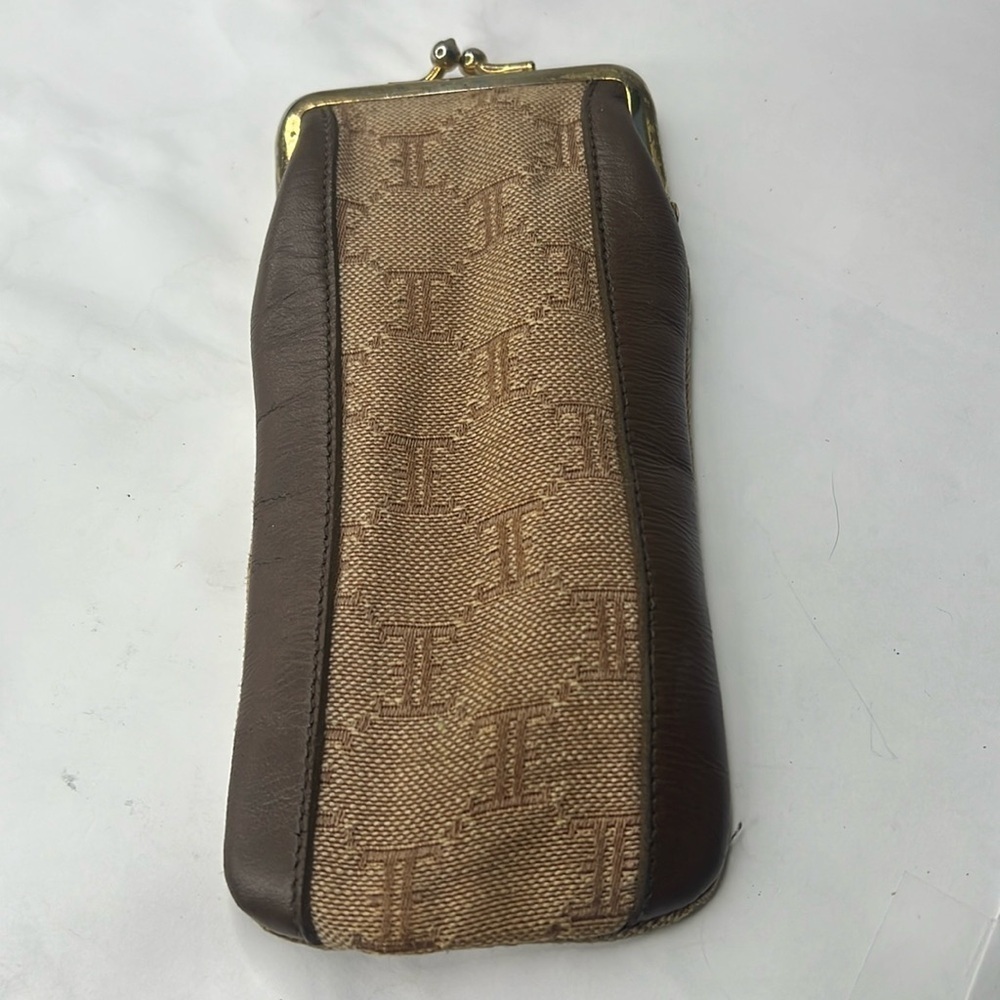 Vintage Kisslock Logo Canvas and Leather Long Case